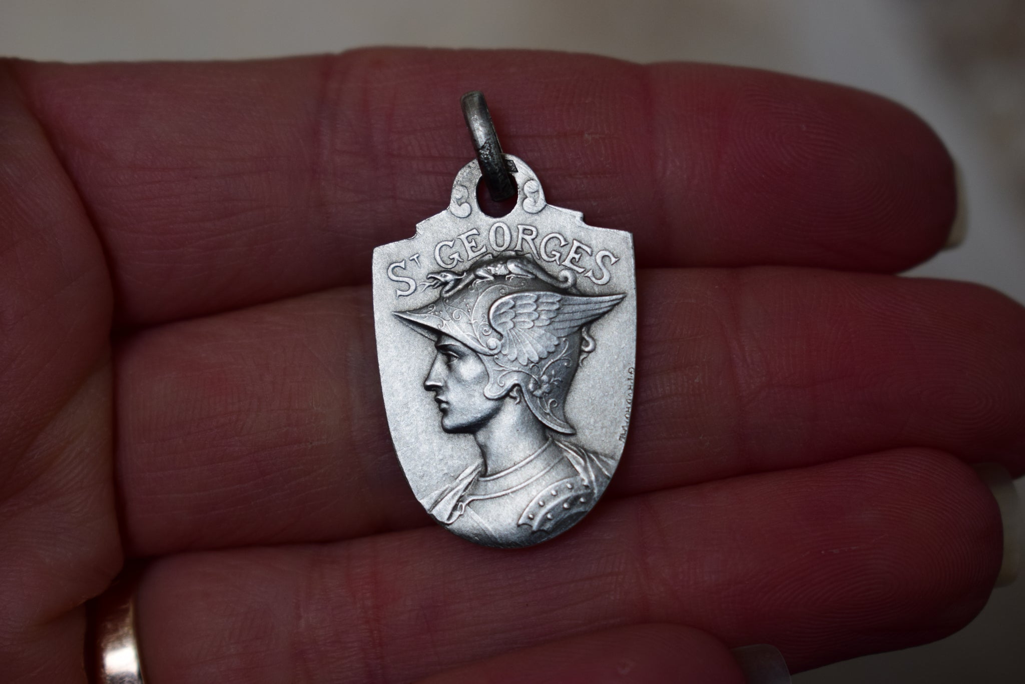 Silver Saint George Pendant by G Prudhomme Vintage Medal