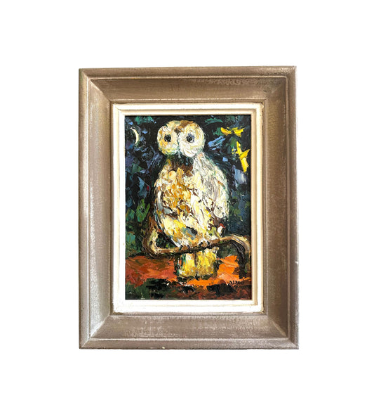 Vintage Knife Oil Painting of a Owl