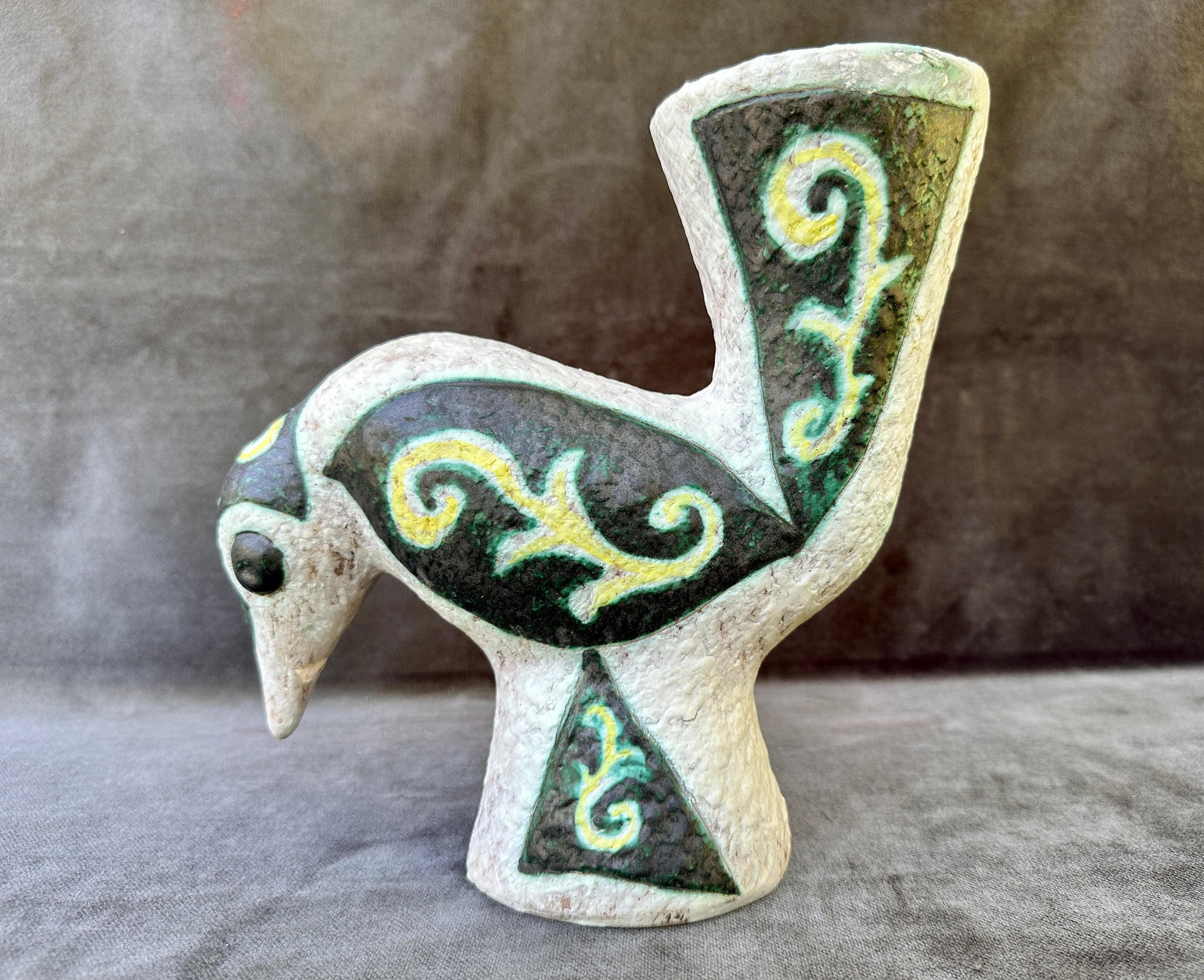 French Antique Vase Bird ceramic Vallauris Jacques SAGAN 20th Century