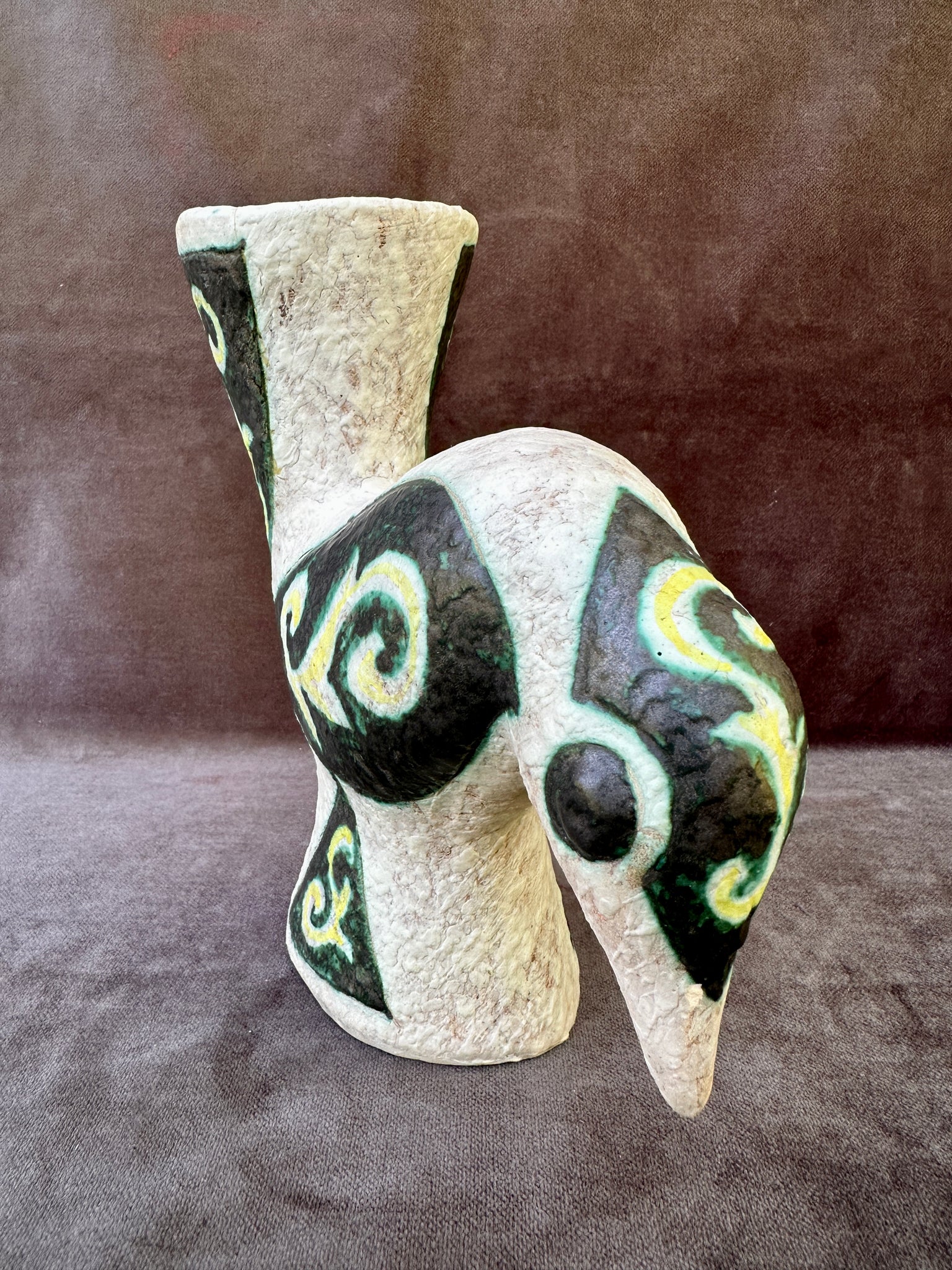 French Antique Vase Bird ceramic Vallauris Jacques SAGAN 20th Century