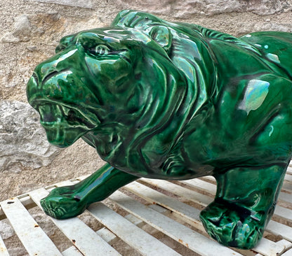 Art Deco Ceramic Lion Statue 1940's