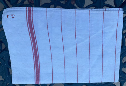 Linen Tea Towel w Red Stripes