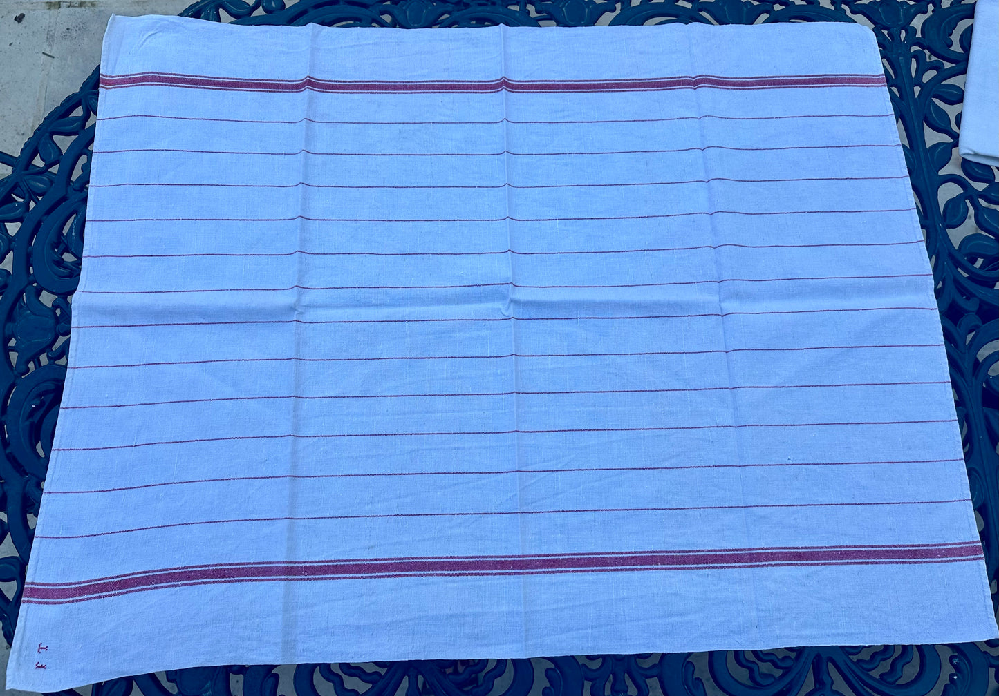 Linen Tea Towel w Red Stripes