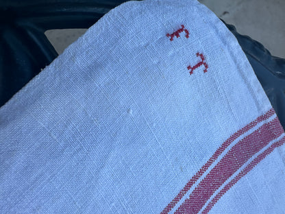 Linen Tea Towel w Red Stripes