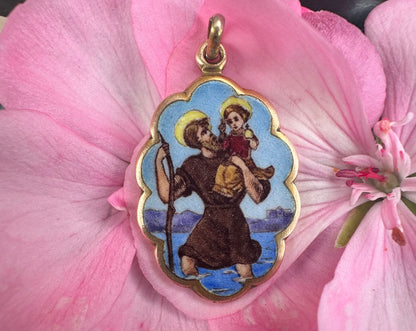 St Christopher Enamel Pendant