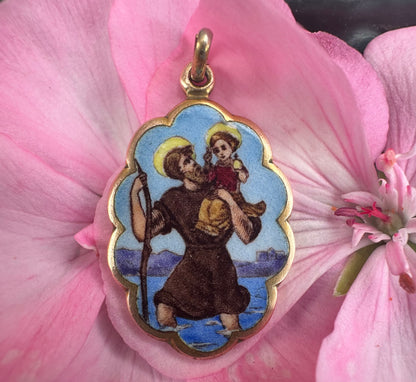 St Christopher Enamel Pendant