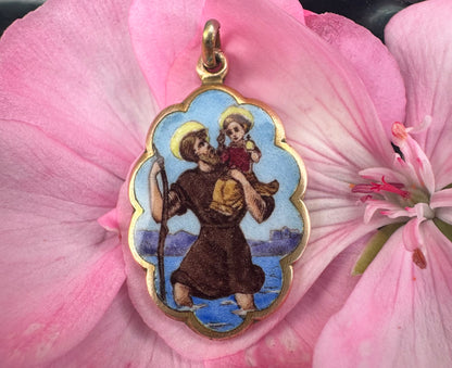 St Christopher Enamel Pendant