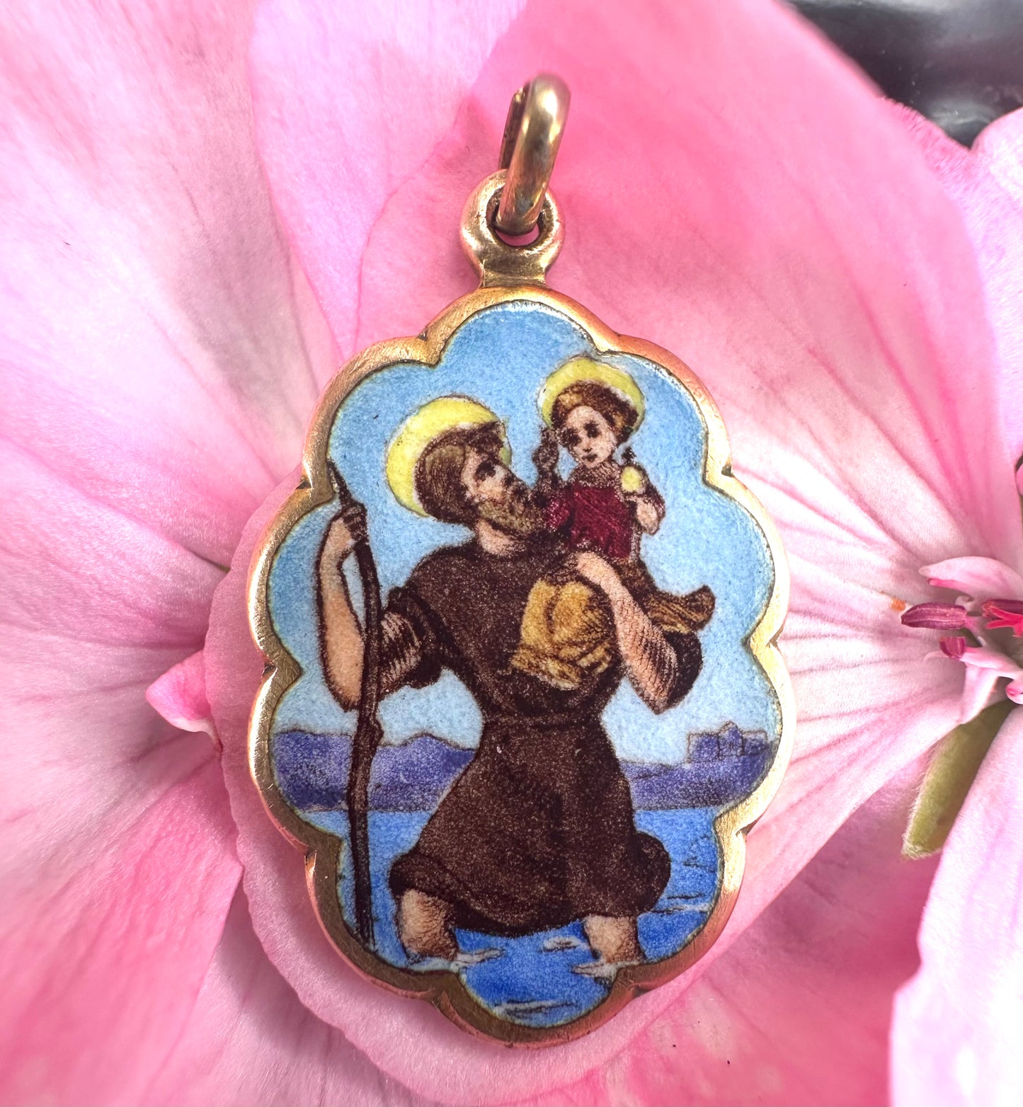 St Christopher Enamel Pendant