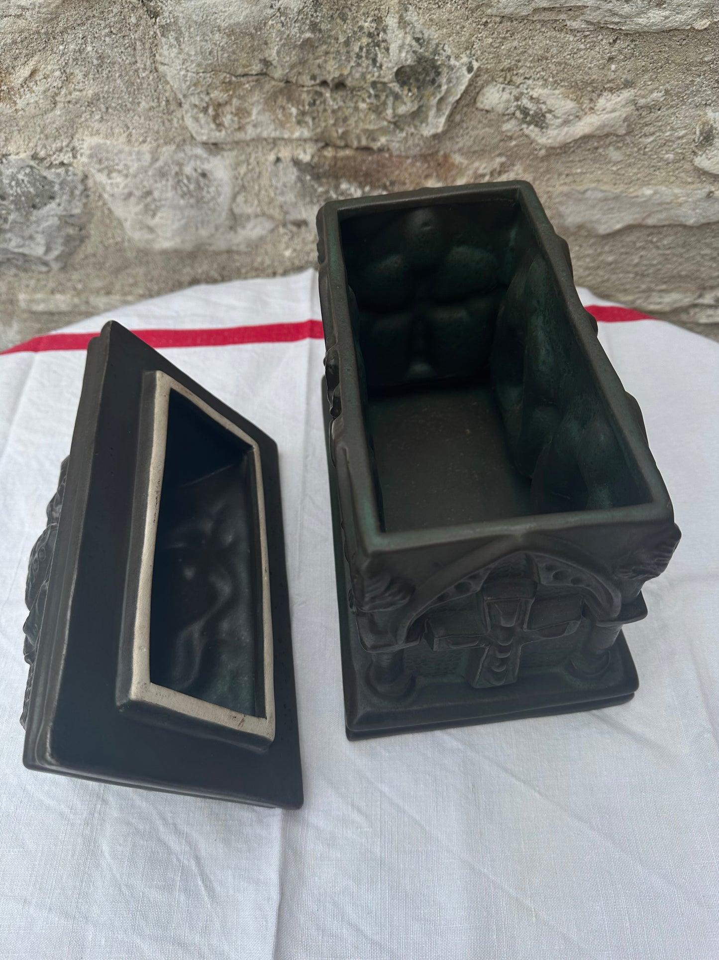 Gothic Revival Pottery Casket