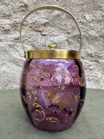 Art Nouveau WMFM Purple Glass Biscuit Barrel