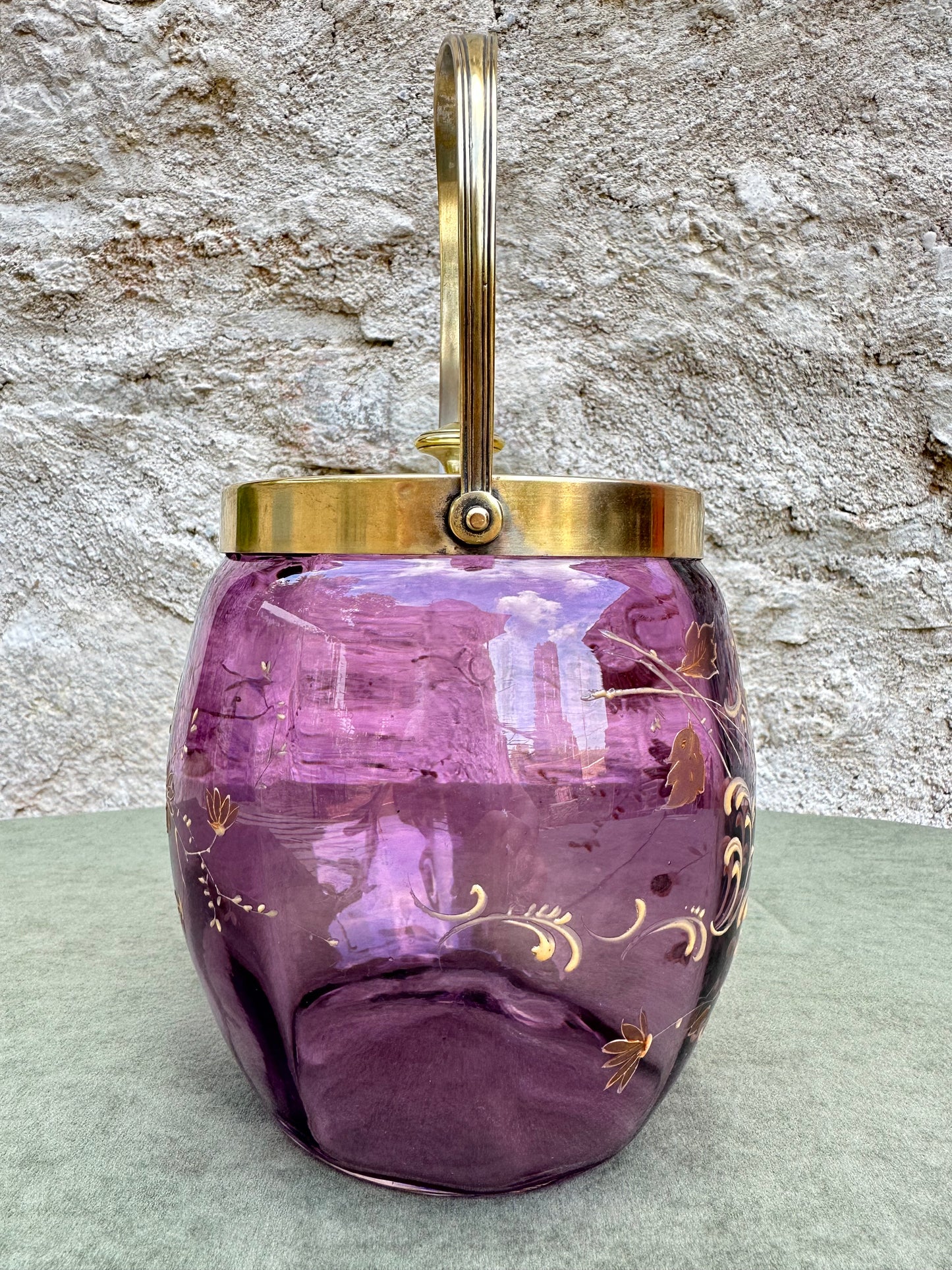 Art Nouveau WMFM Purple Glass Biscuit Barrel