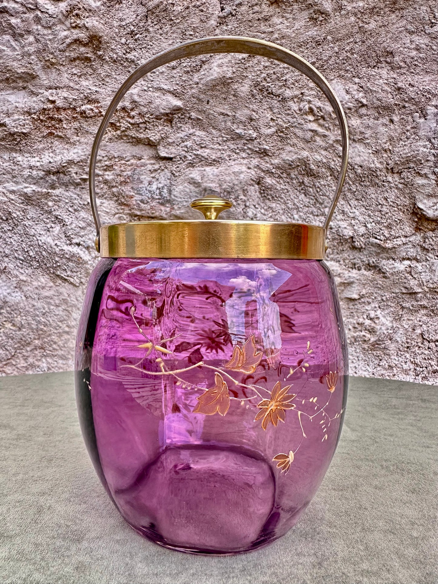 Art Nouveau WMFM Purple Glass Biscuit Barrel