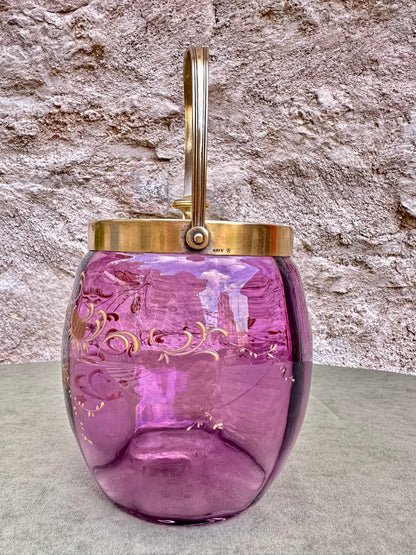 Art Nouveau WMFM Purple Glass Biscuit Barrel