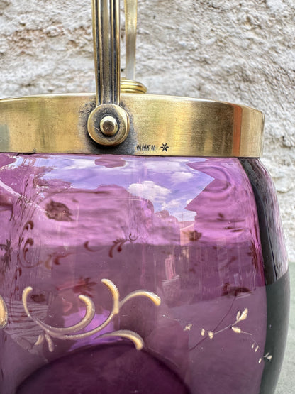 Art Nouveau WMFM Purple Glass Biscuit Barrel