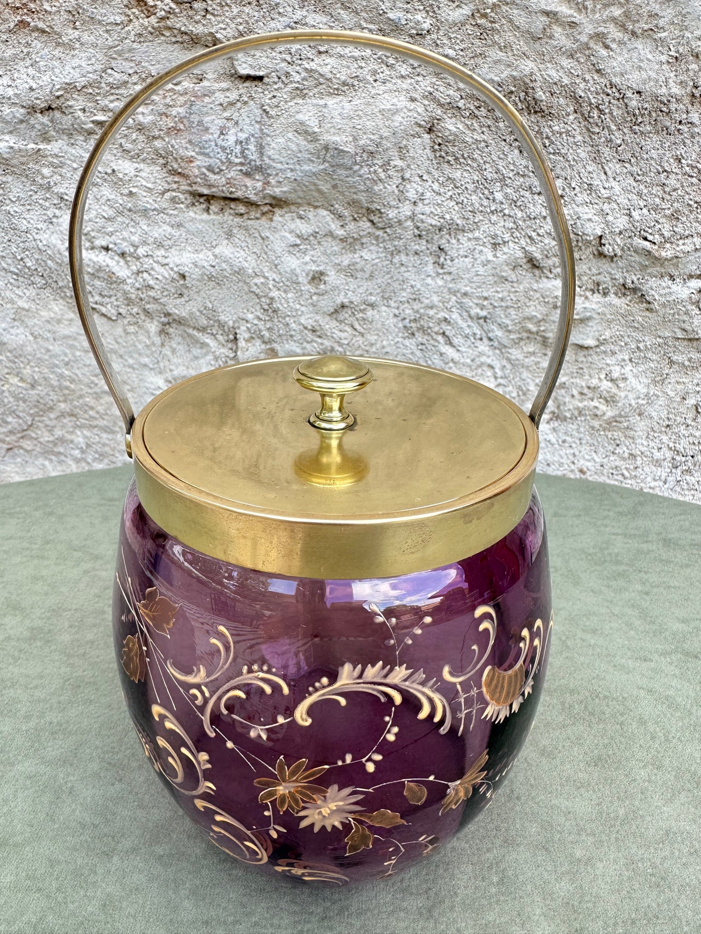 Art Nouveau WMFM Purple Glass Biscuit Barrel