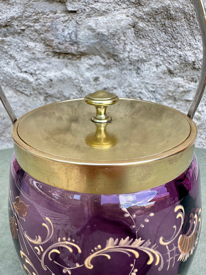 Art Nouveau WMFM Purple Glass Biscuit Barrel