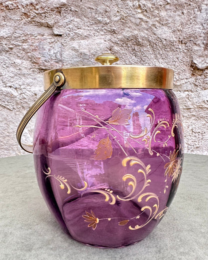 Art Nouveau WMFM Purple Glass Biscuit Barrel