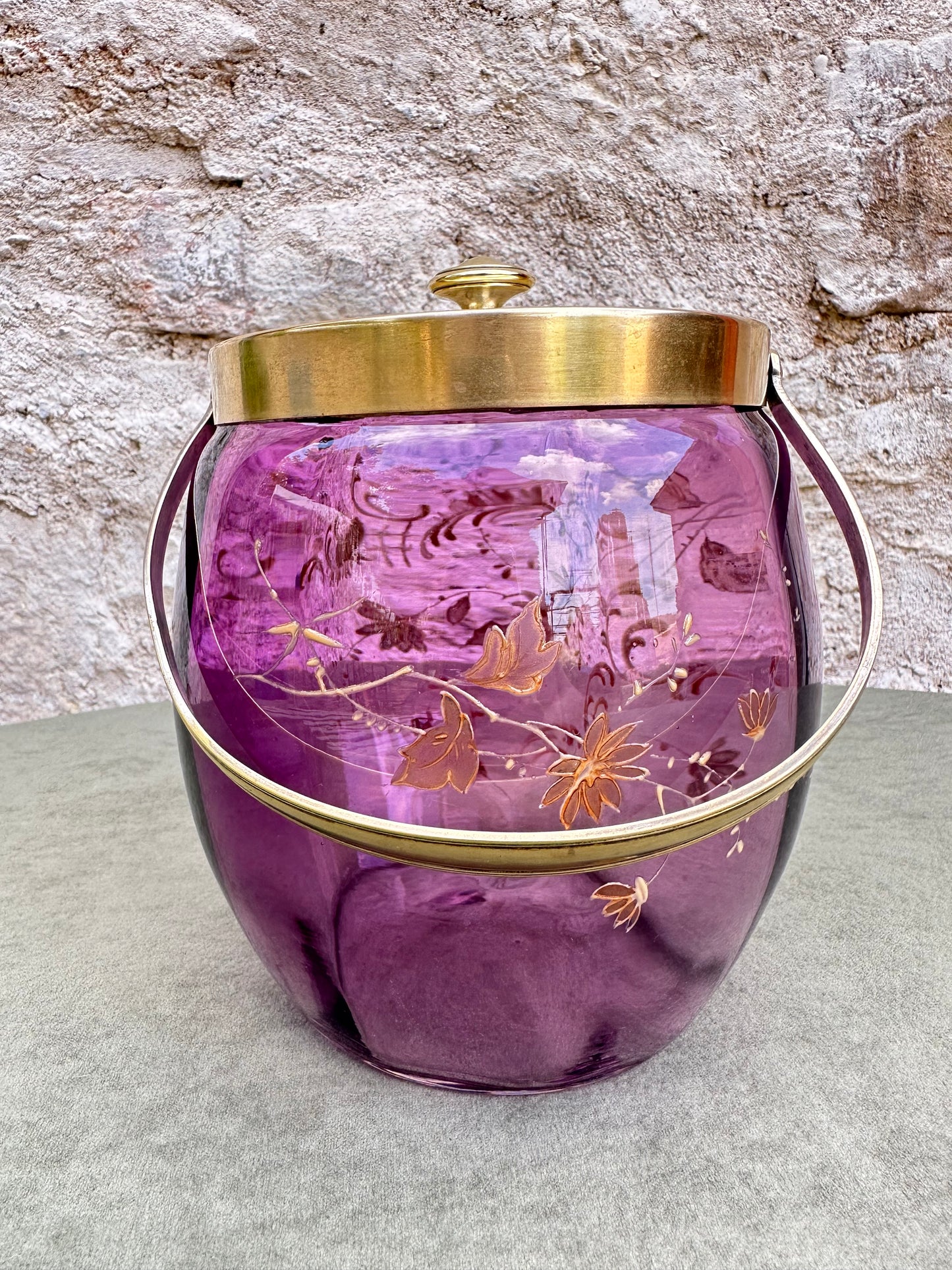 Art Nouveau WMFM Purple Glass Biscuit Barrel