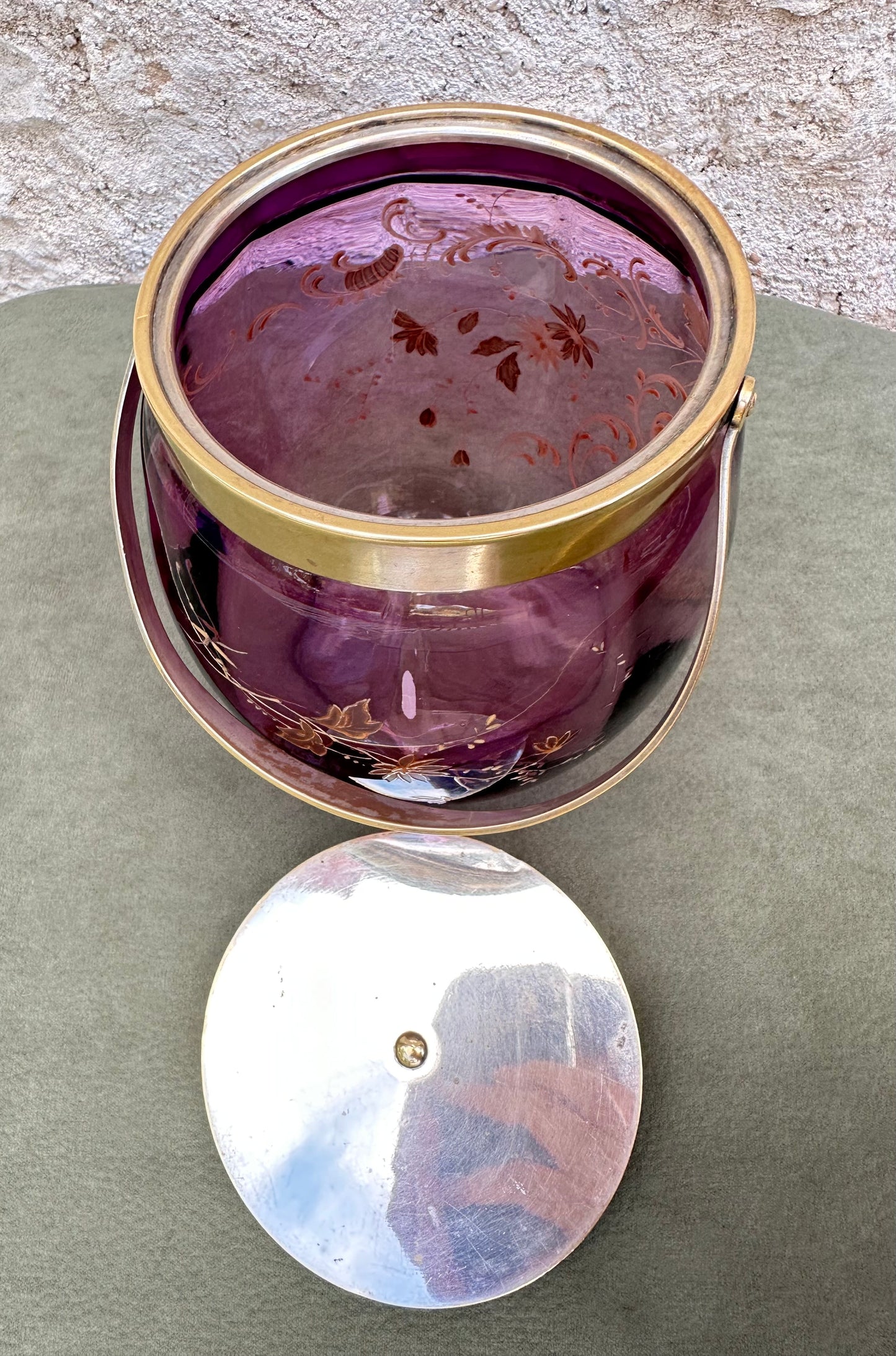 Art Nouveau WMFM Purple Glass Biscuit Barrel