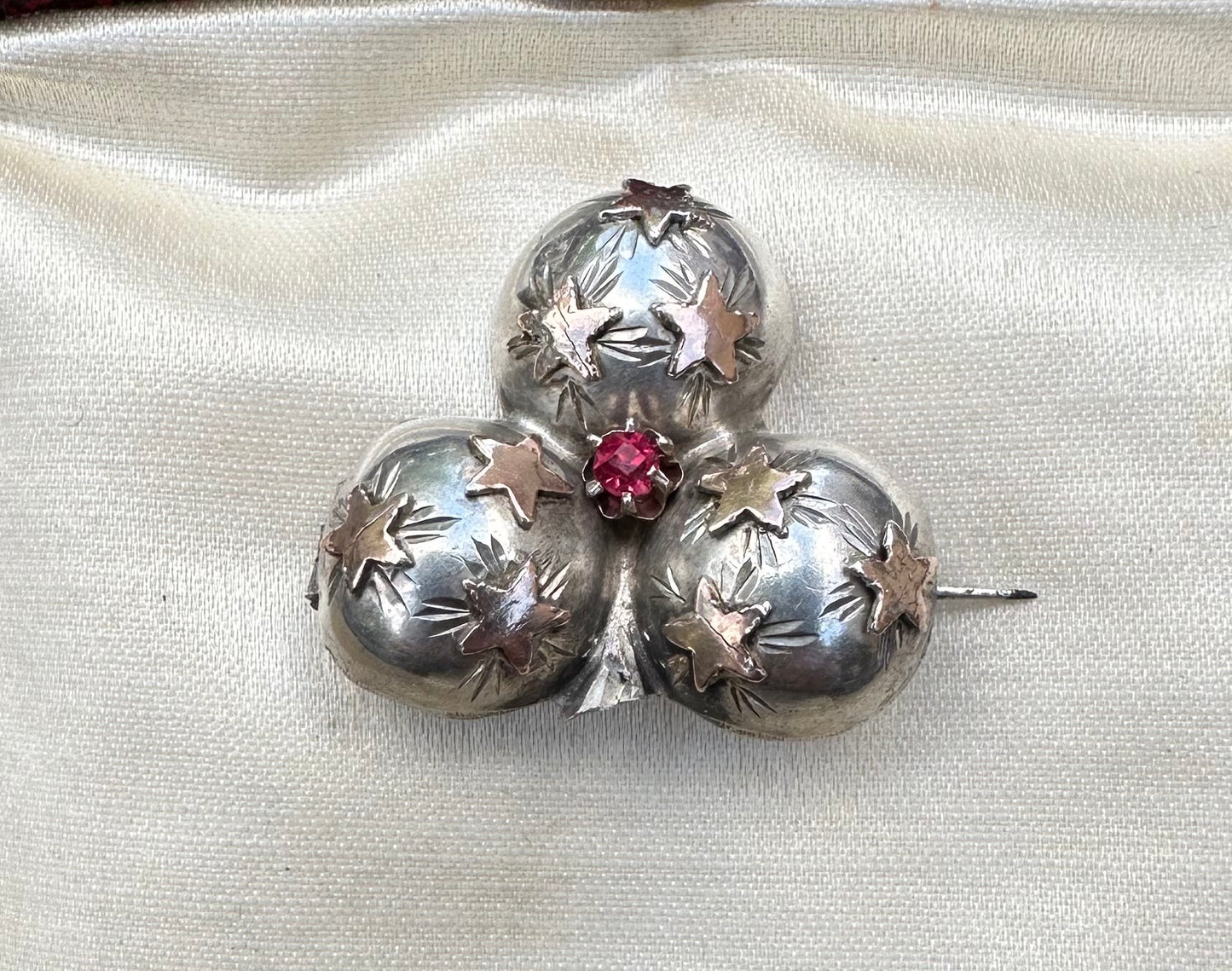 Silver Clover Brooch