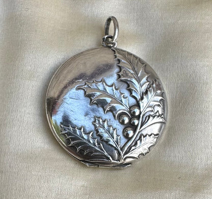 Silver Holly Photo Locket