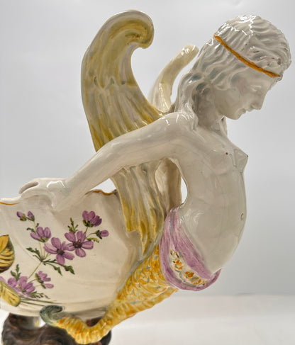 Italian Majolica Centerpiece Nove Mermaid Fish