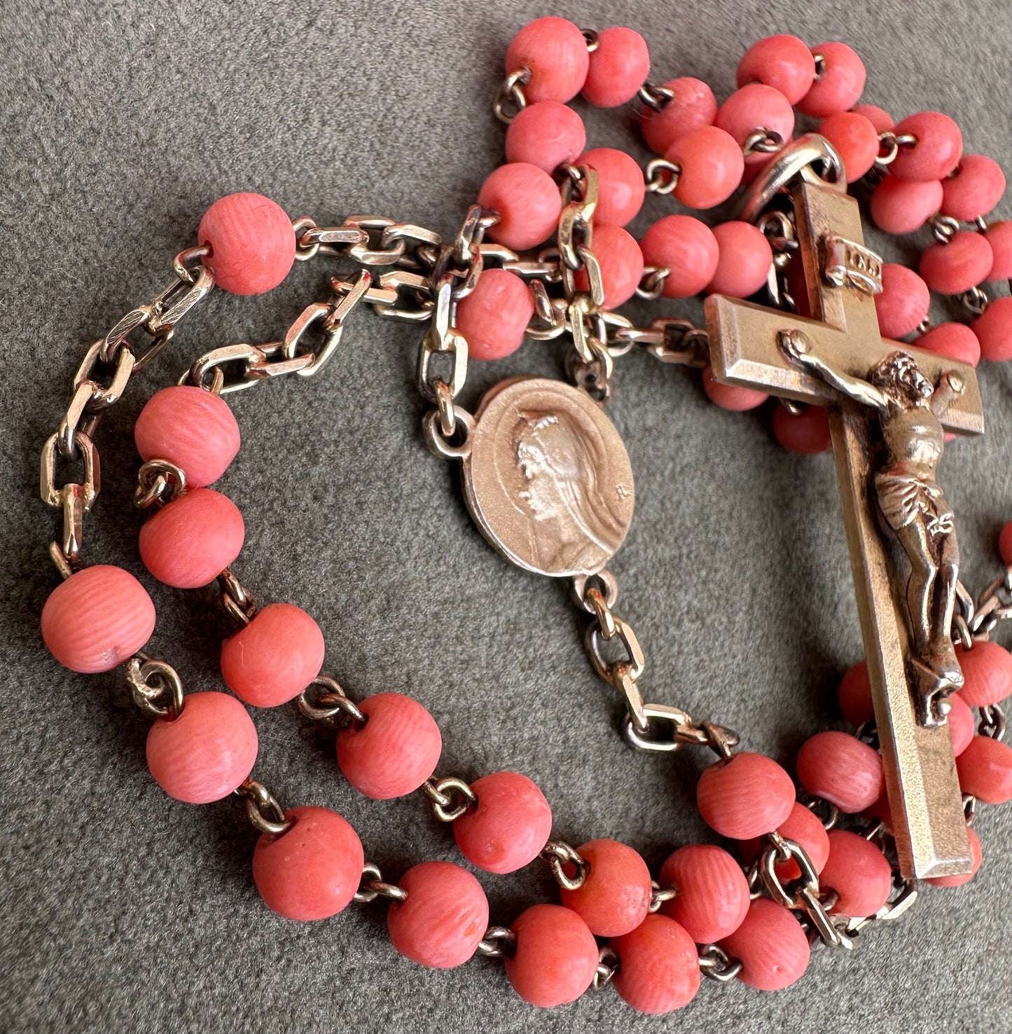 Gold and Coral Rosary