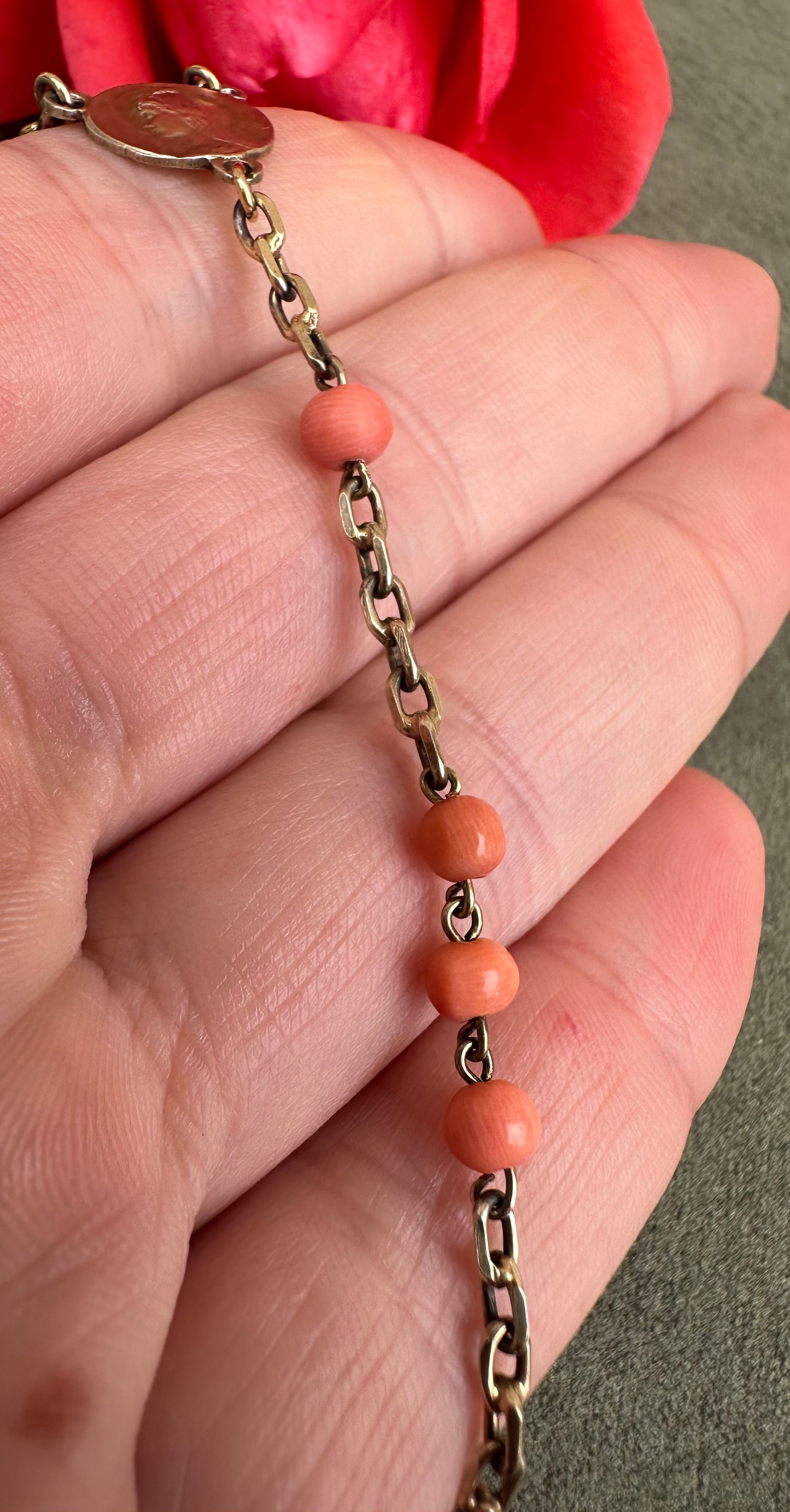 Gold and Coral Rosary