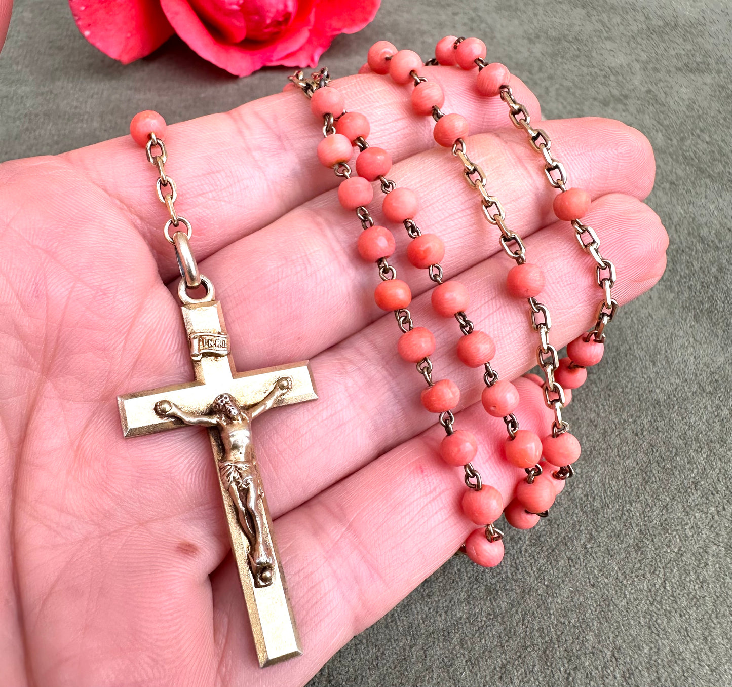 Gold and Coral Rosary