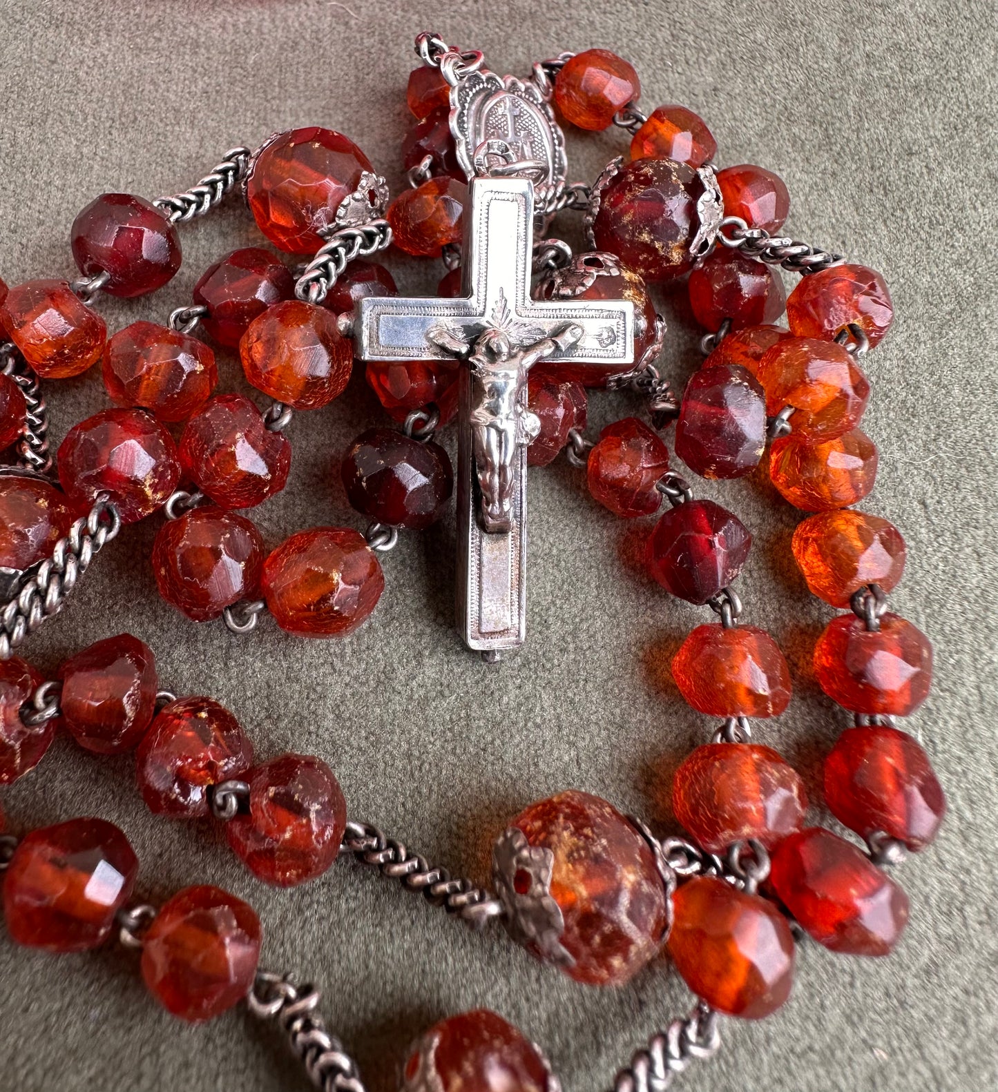 Amber Rosary with Reliquary