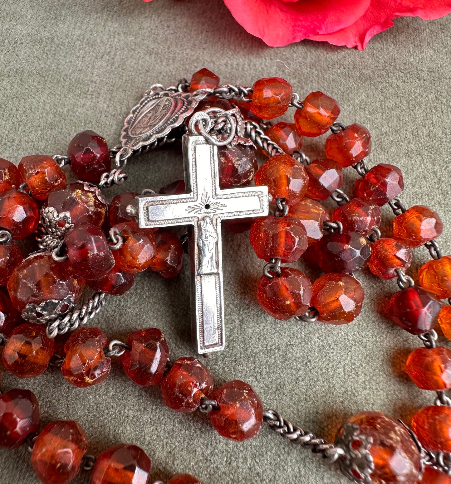 Amber Rosary with Reliquary