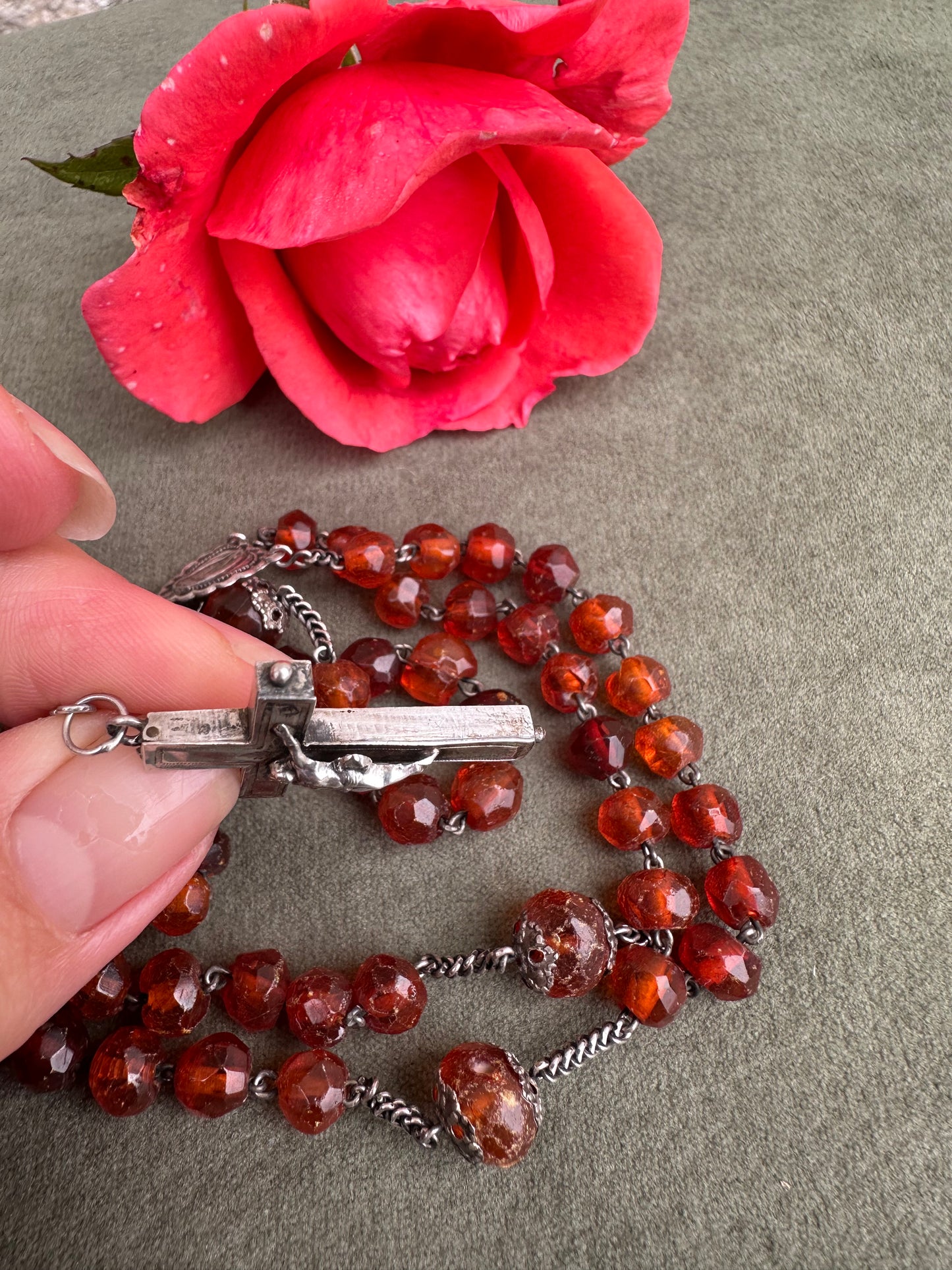 Amber Rosary with Reliquary