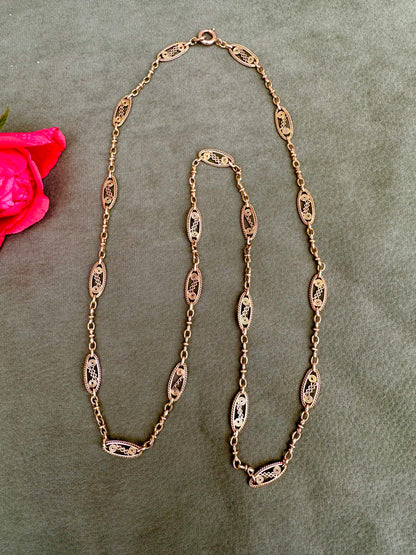 c1900 Filigree Gold-filled Chain Necklace