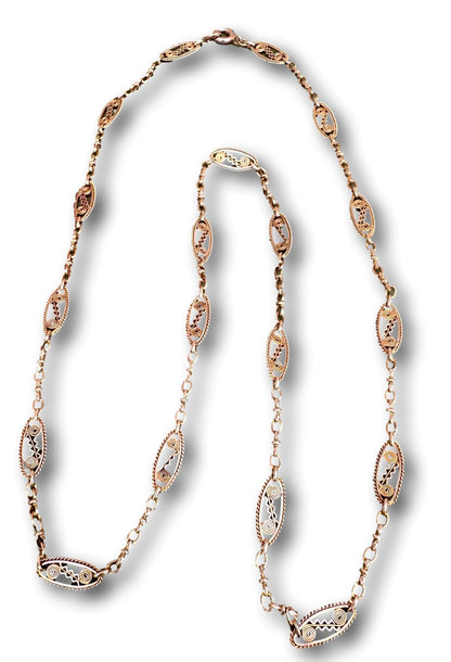 c1900 Filigree Gold-filled Chain Necklace