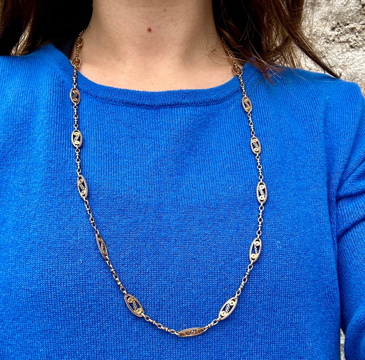 c1900 Filigree Gold-filled Chain Necklace