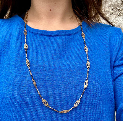 c1900 Filigree Gold-filled Chain Necklace