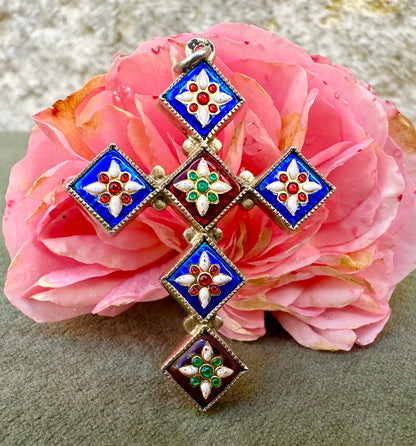 Bressan Enamel Cross Pendant