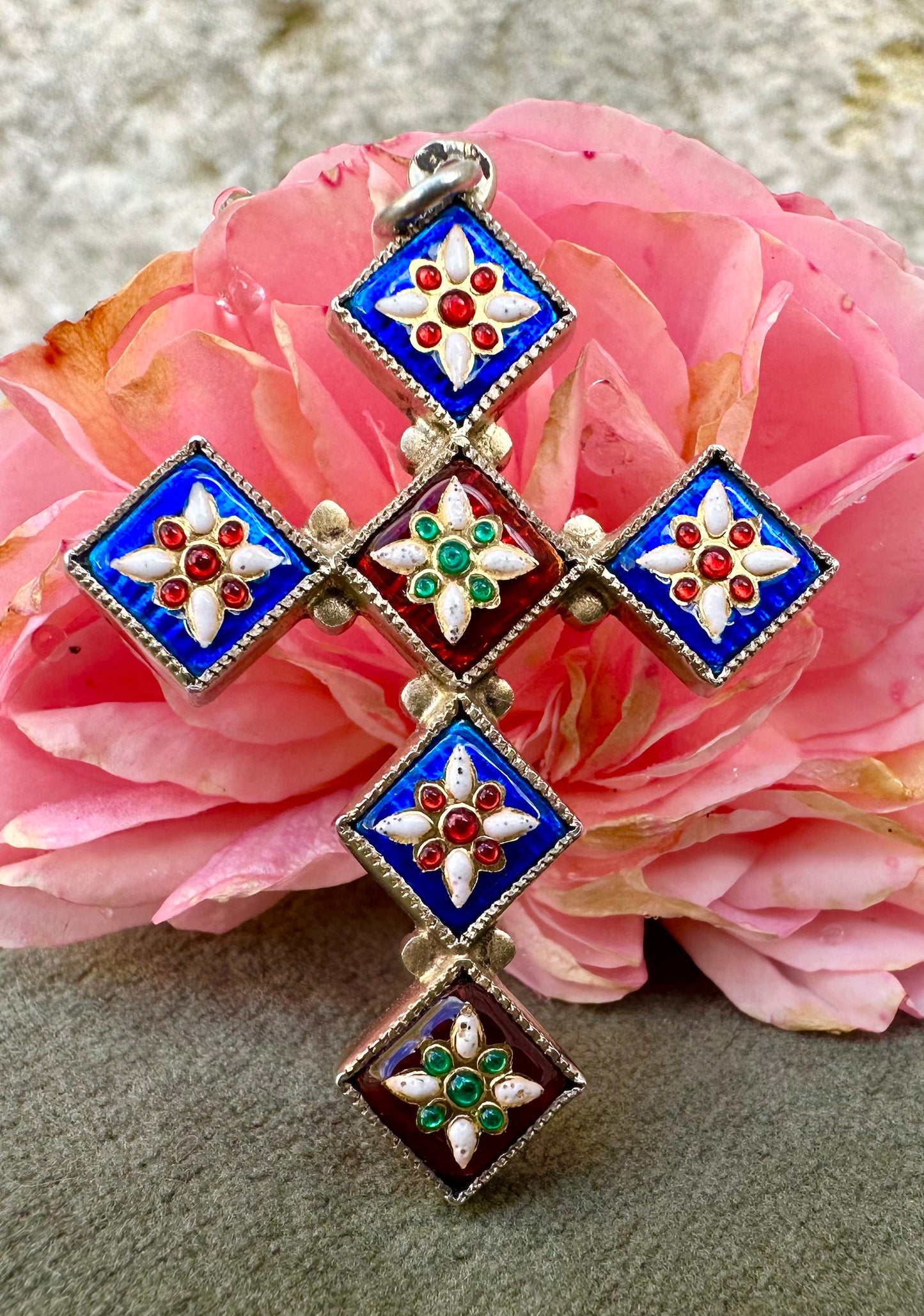 Bressan Enamel Cross Pendant