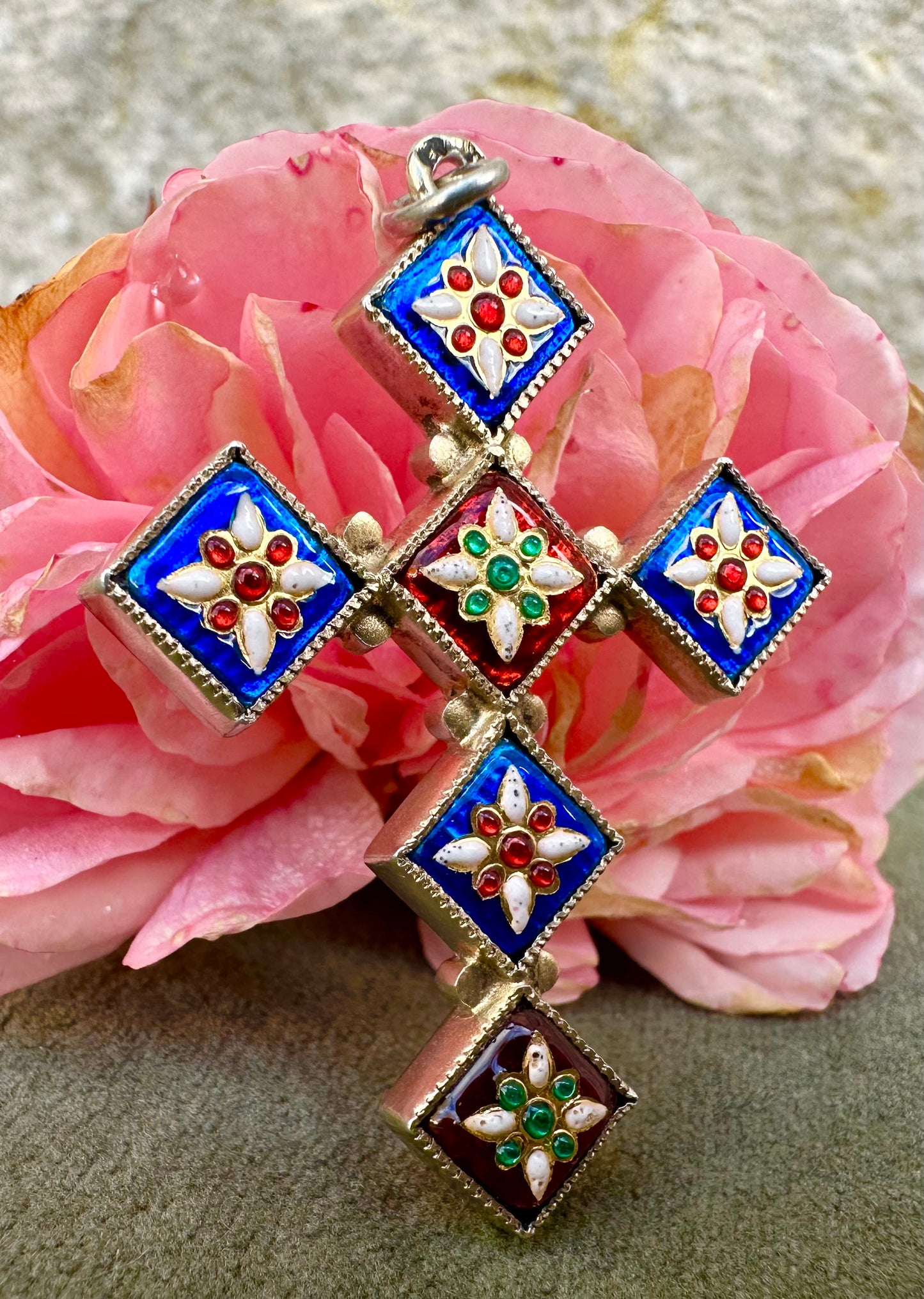 Bressan Enamel Cross Pendant