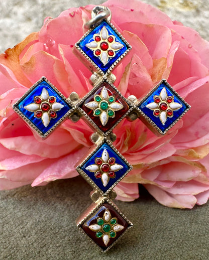 Bressan Enamel Cross Pendant