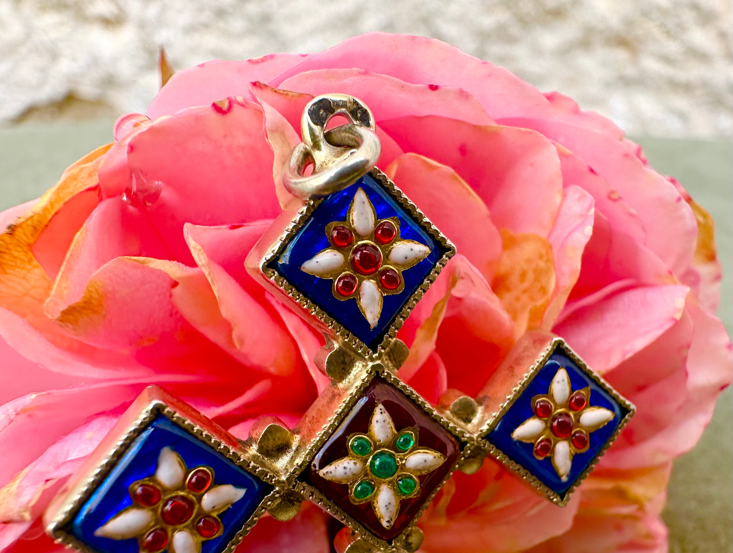 Bressan Enamel Cross Pendant