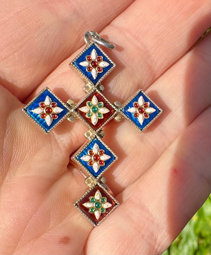 Bressan Enamel Cross Pendant