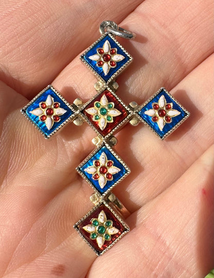 Bressan Enamel Cross Pendant