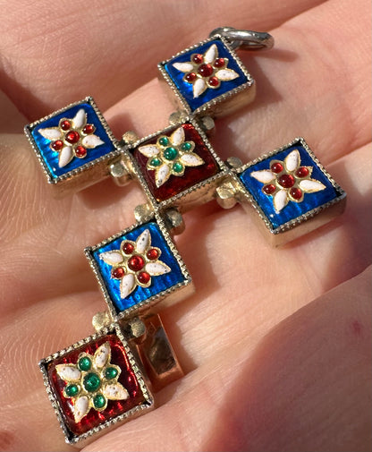 Bressan Enamel Cross Pendant