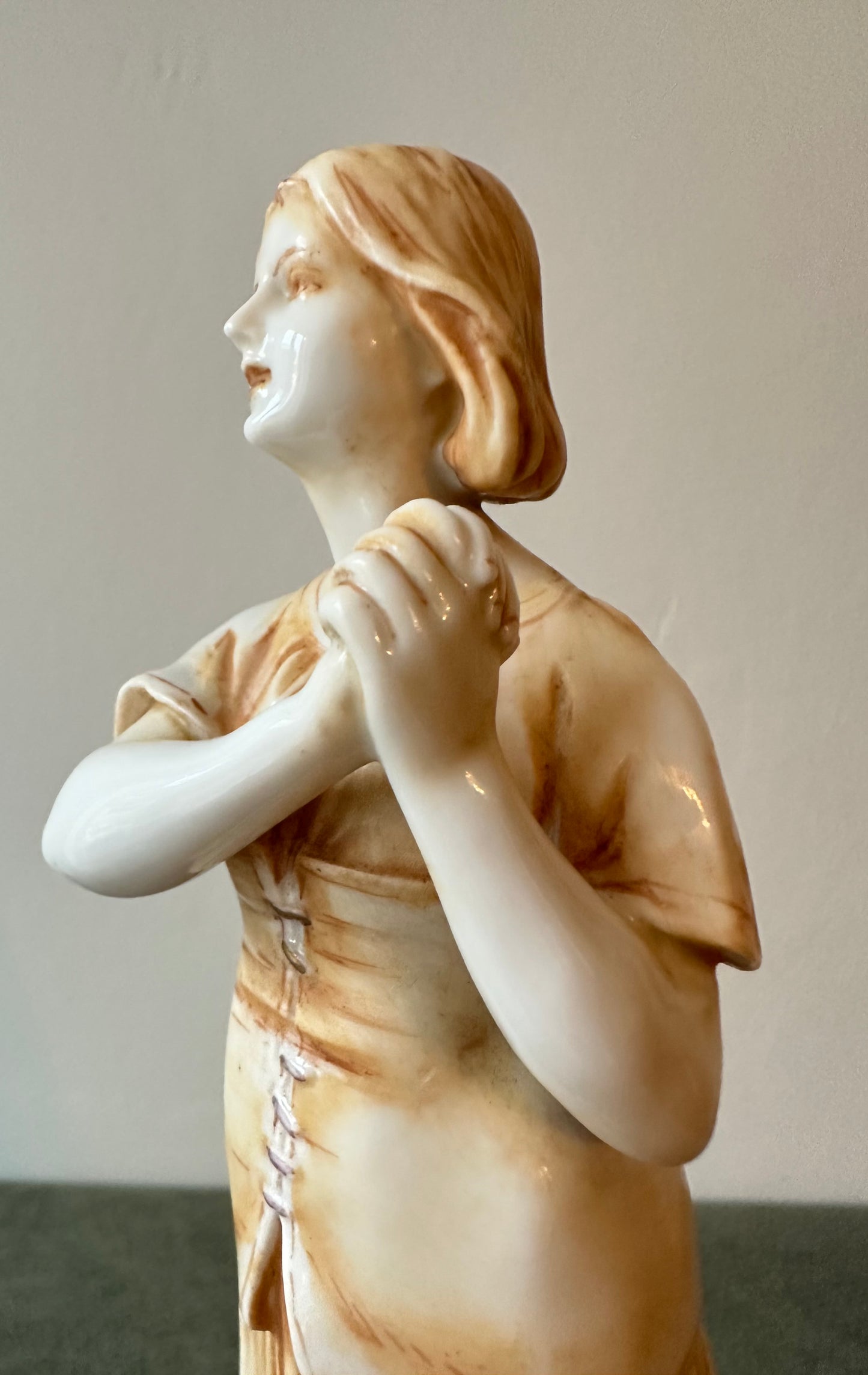 Saint Joan of Arc Listening the Voices Porcelain Statue