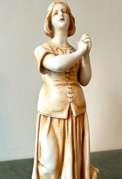 Saint Joan of Arc Listening the Voices Porcelain Statue