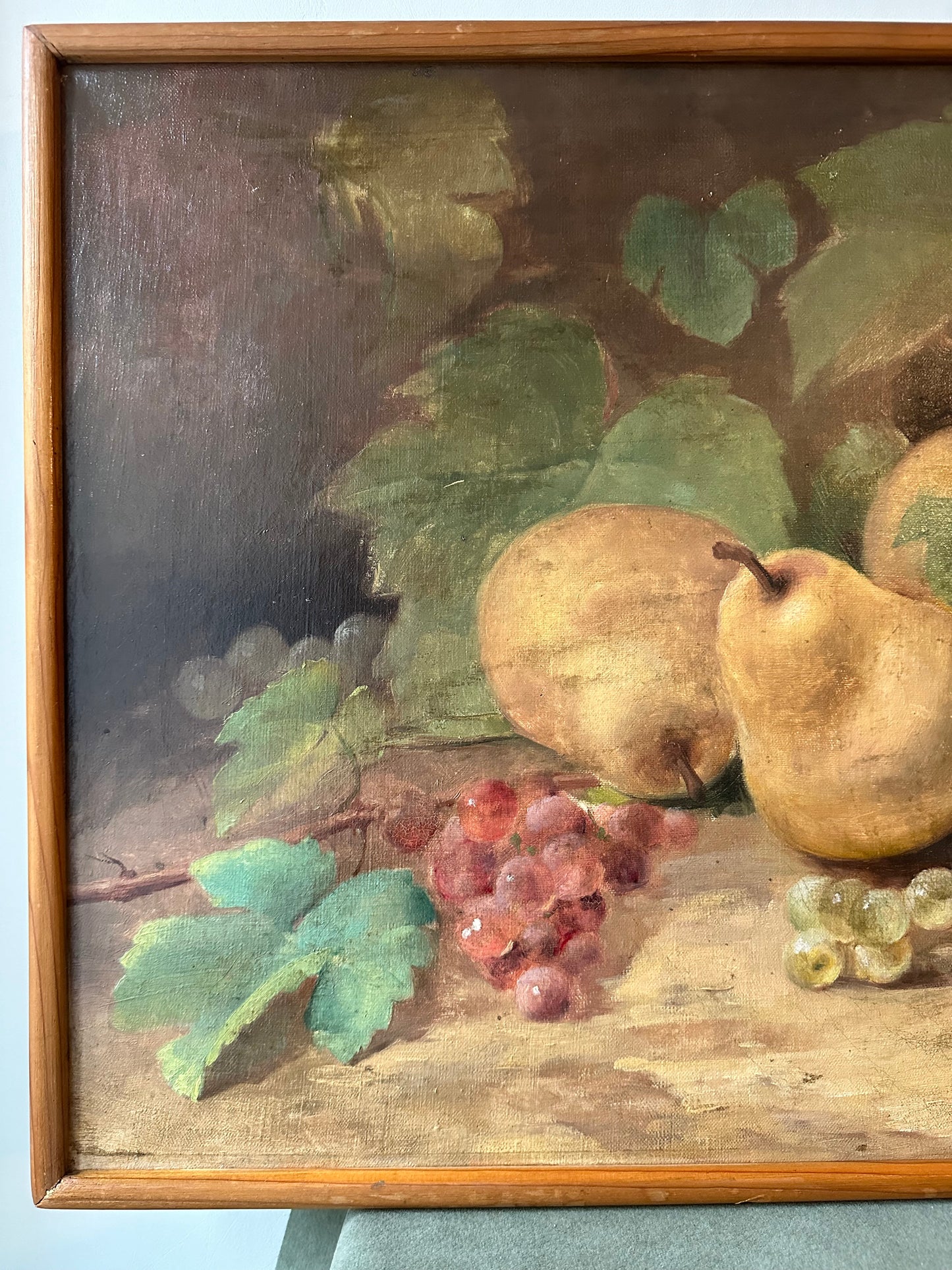 Pears and Grapes Still Life in E Henri Cauchois Style