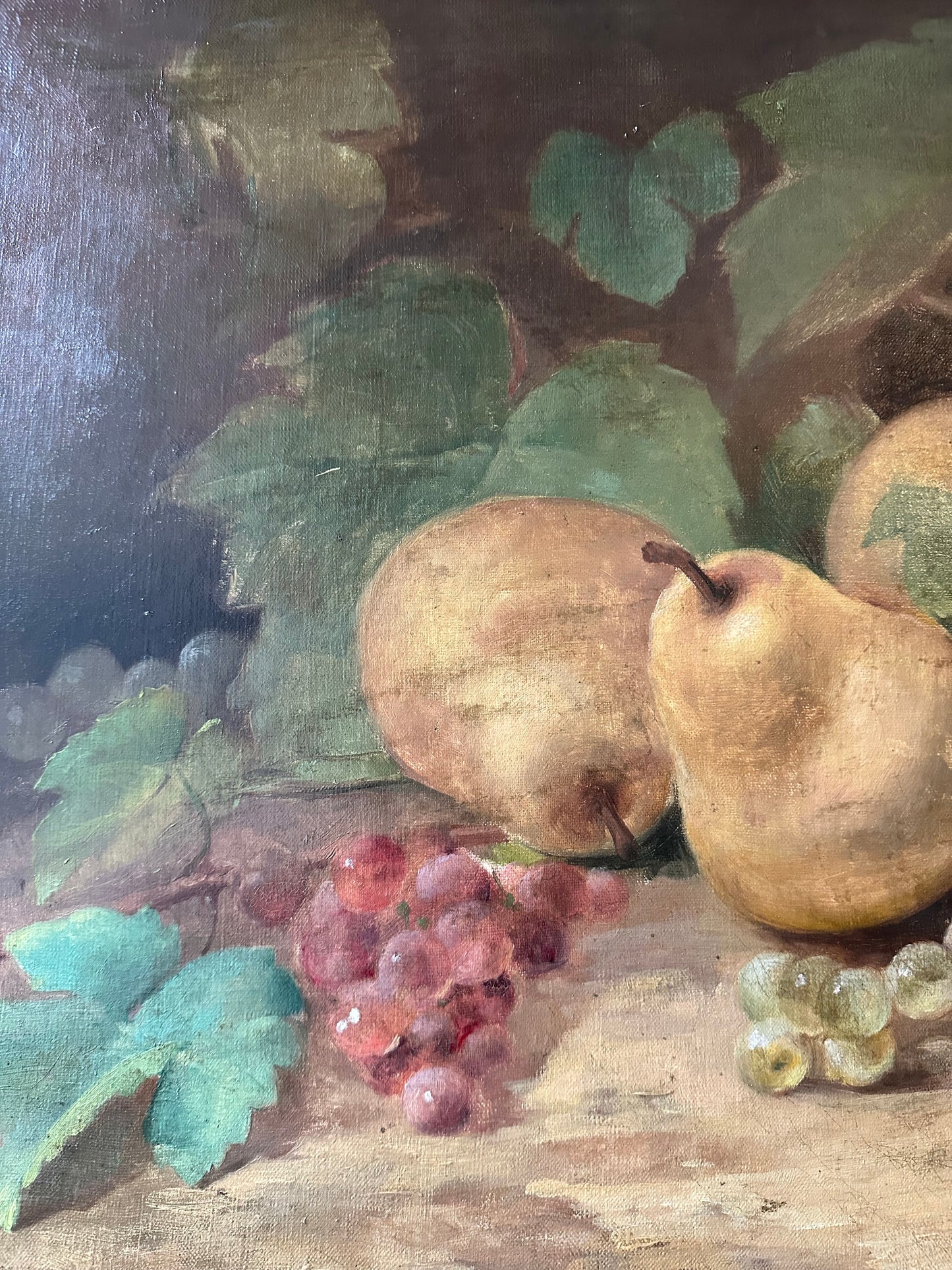 Pears and Grapes Still Life in E Henri Cauchois Style