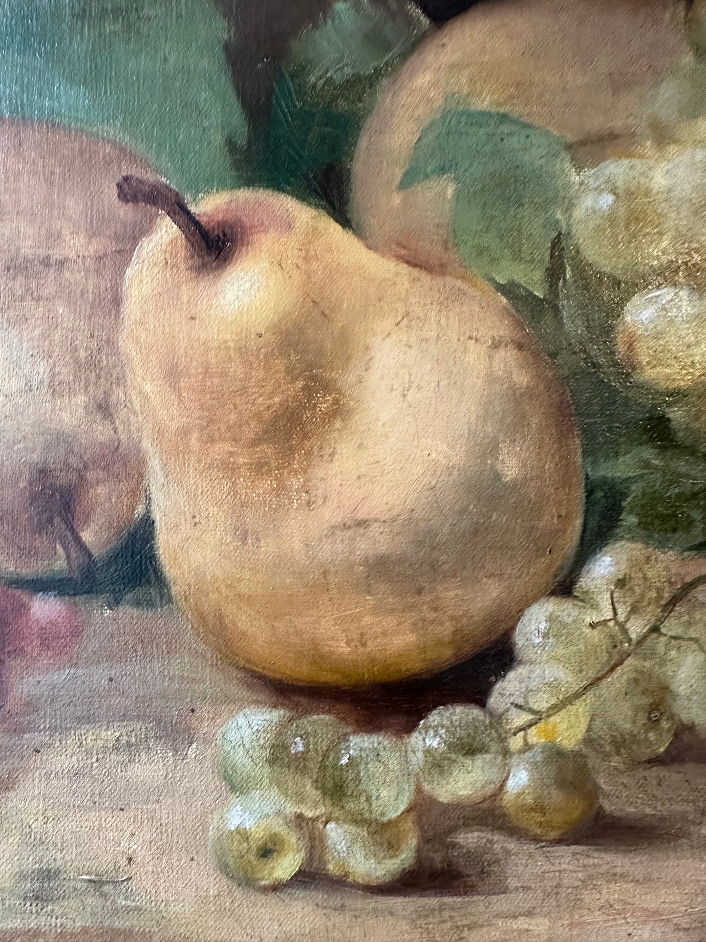 Pears and Grapes Still Life in E Henri Cauchois Style