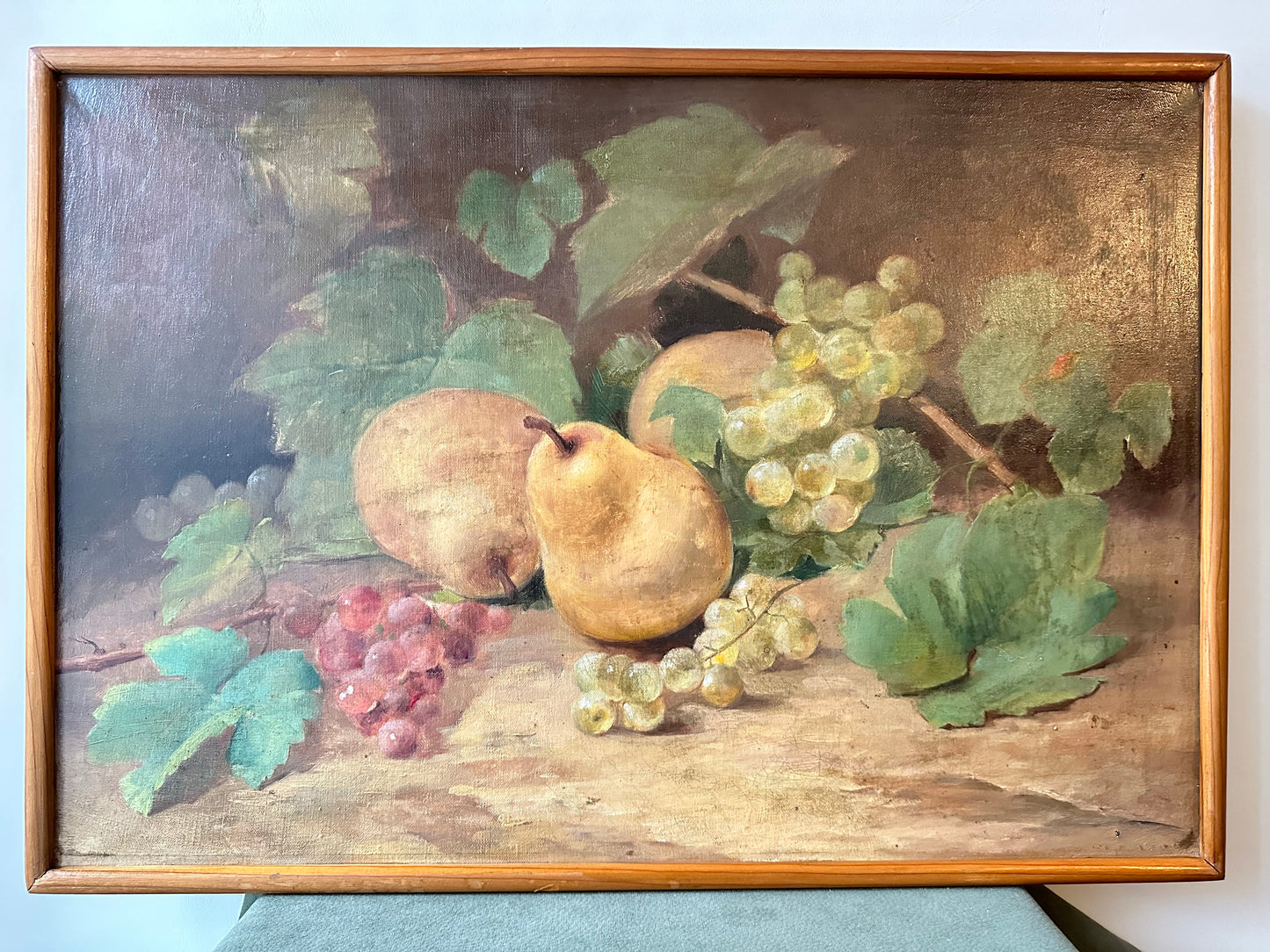 Pears and Grapes Still Life in E Henri Cauchois Style